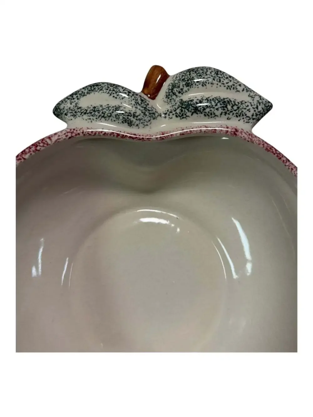 3 Apple Shaped Pottery Nesting Serving Bowls Green Red Sponge Vintage